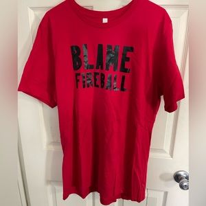 BOUTIQUE Red & Black BLAME FIREBALL Womens Bar Drinking Party T Shirt NWOT XL